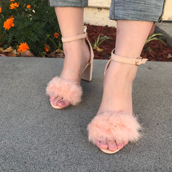 Konner Women’s Feather Chunky Heel Sandals - Blush - Picture 2 of 3